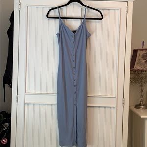 Light blue midi button down dress